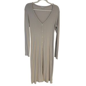 Standard James Perse Ribbed Knit Button Front Cardigan Midi Dress